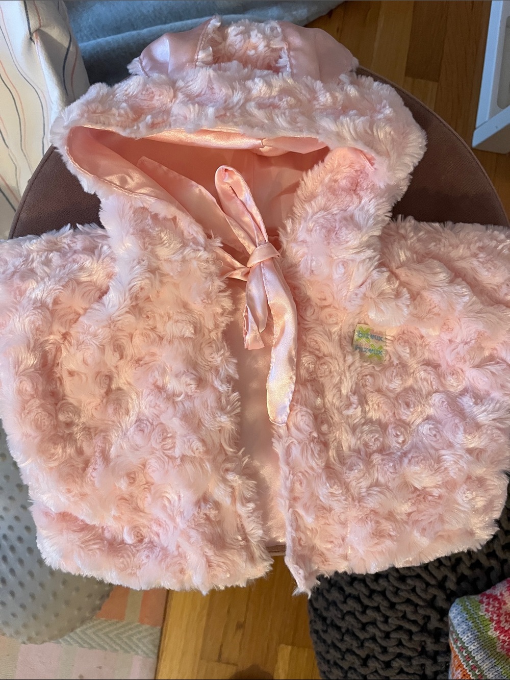 Pink faux fur Hooded Baby Jacket